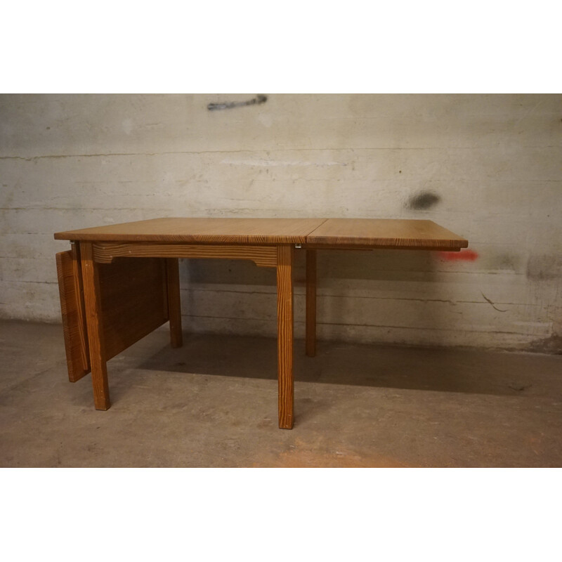 Vintage table in patinated pitch-pin by Bernt Petersen 1970s