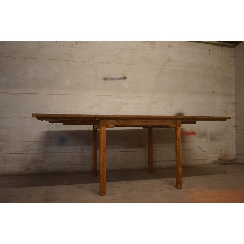 Vintage table in patinated pitch-pin by Bernt Petersen 1970s