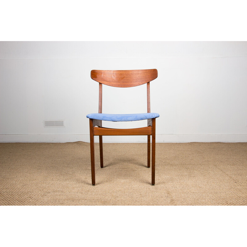 Set of 6 vintage teak and fabric chairs by Samcom Denmark 1960s