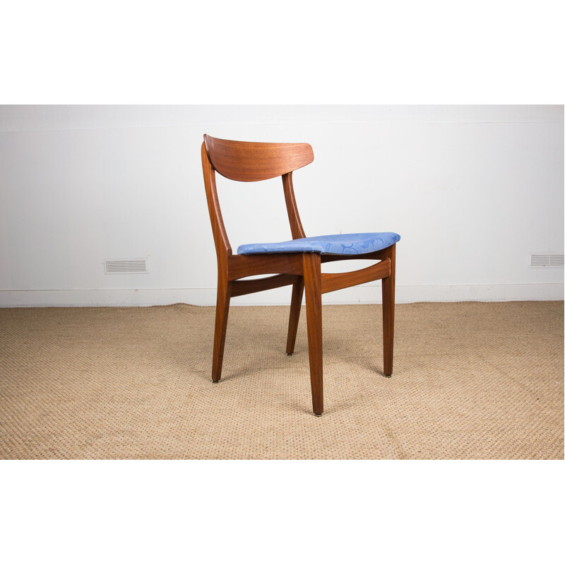 Set of 6 vintage teak and fabric chairs by Samcom Denmark 1960s