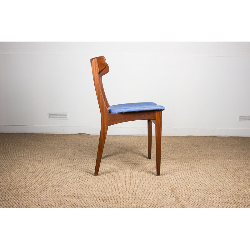 Set of 6 vintage teak and fabric chairs by Samcom Denmark 1960s