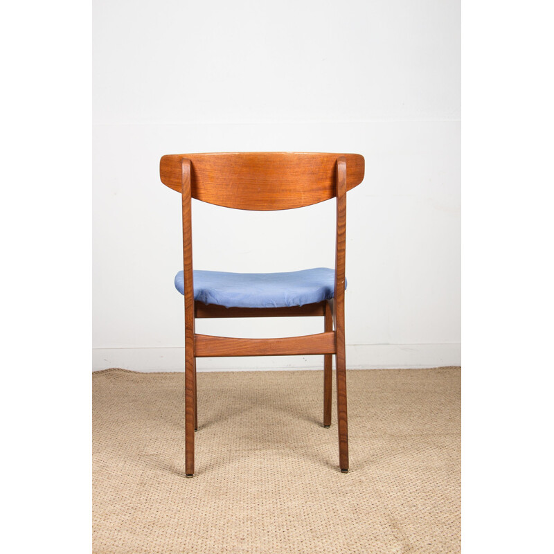 Set of 6 vintage teak and fabric chairs by Samcom Denmark 1960s