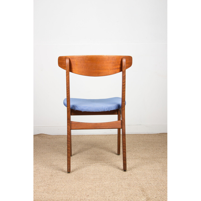 Série de 6 chaises vintage en teck et Tissu par Samcom Danemark 1960