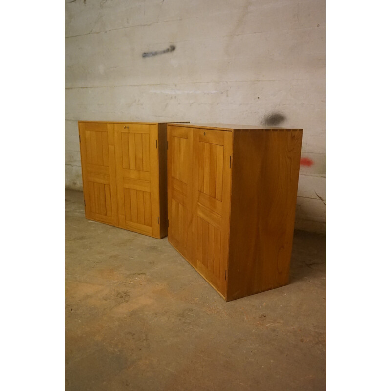 Pair of classic vintage solid elm bookcases by Mogens Koch 1940