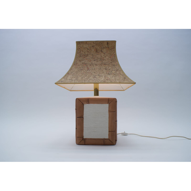 Lampe de table vintage en céramique avec abat-jour, 1970