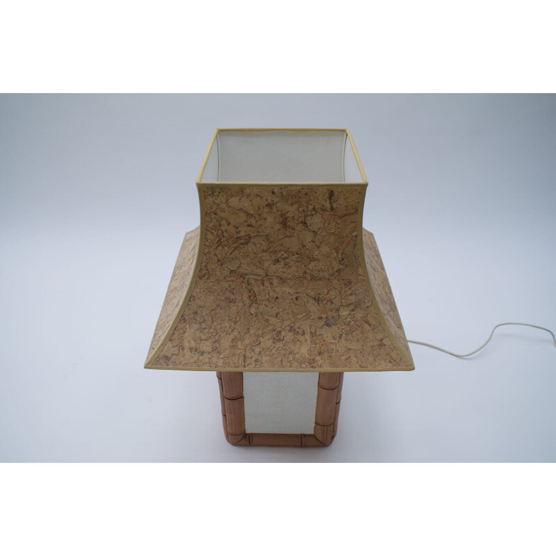 Vintage ceramic lamp with shade, 1970