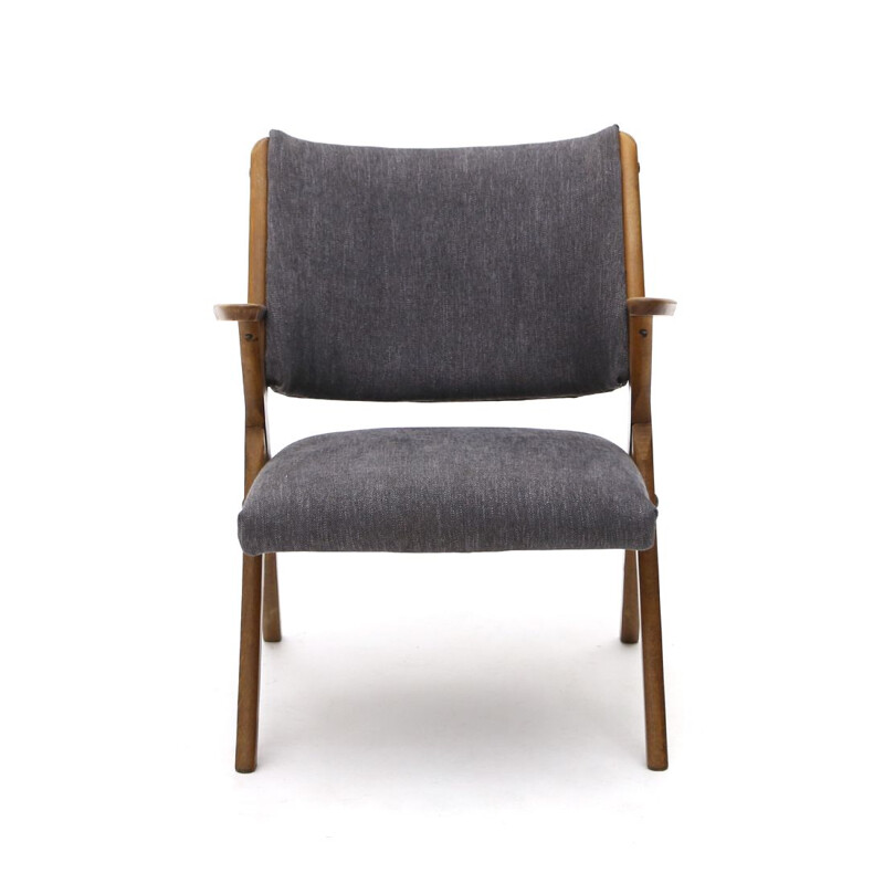 Vintage-Sessel mit grauem Stoffbezug von Dal Vera 1960