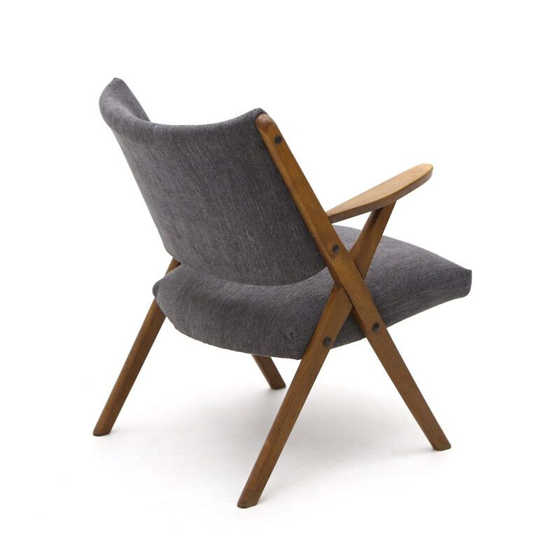 Vintage grijze stoffen fauteuil van Dal Vera 1960