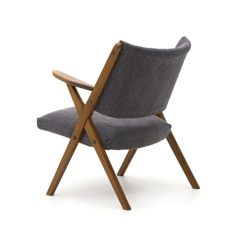 Vintage grey fabric armchair by Dal Vera 1960s