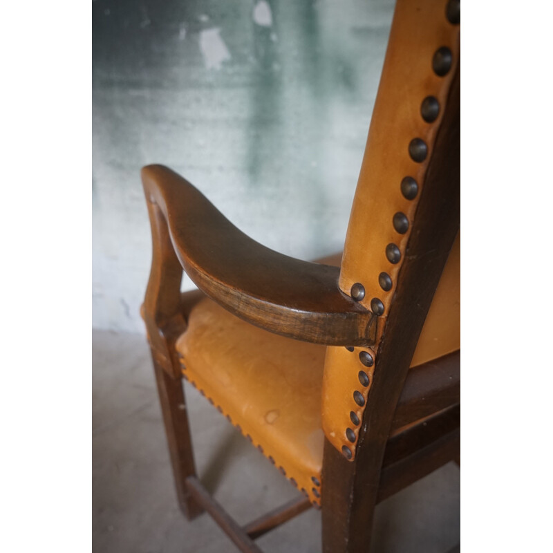 Vintage leather armchair with patina by Ole Wanscher for A.J Iversen
