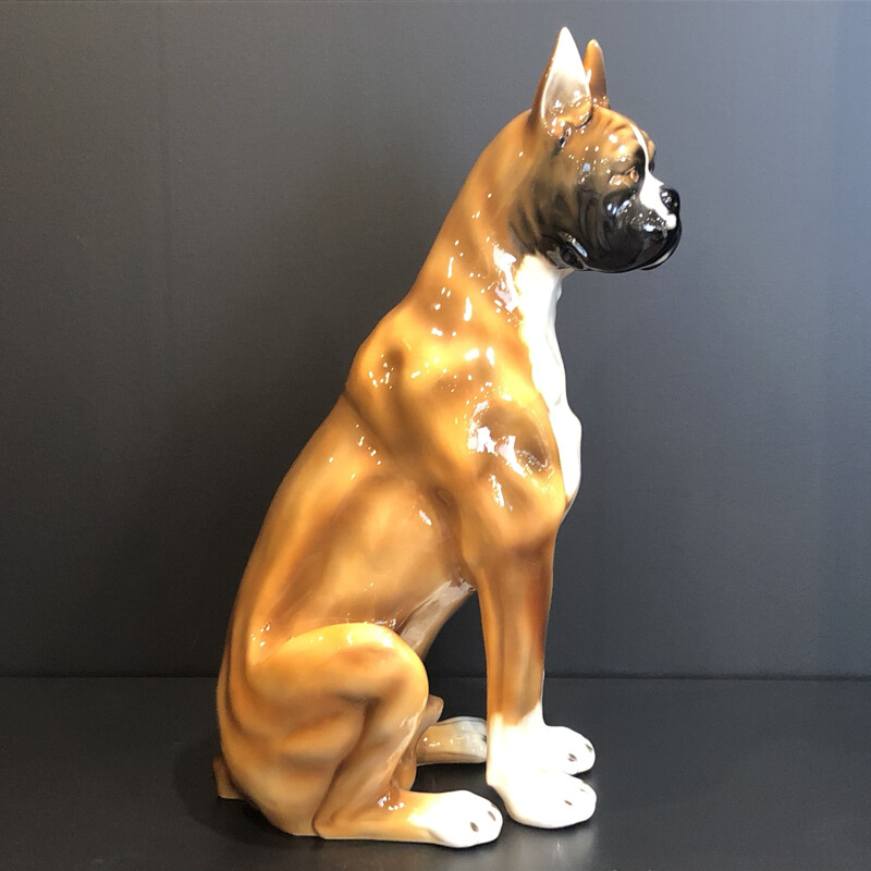 Sculpture de chien vintage en céramique Italie 1960
