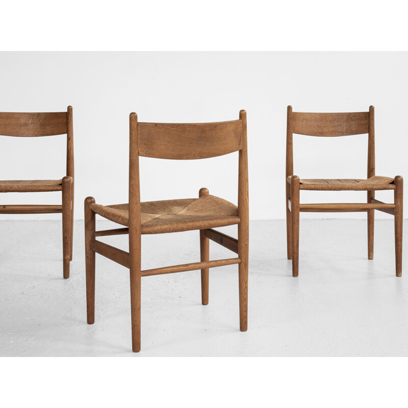 Vintage eikenhouten stoel van Hans Wegner Denemarken 1962