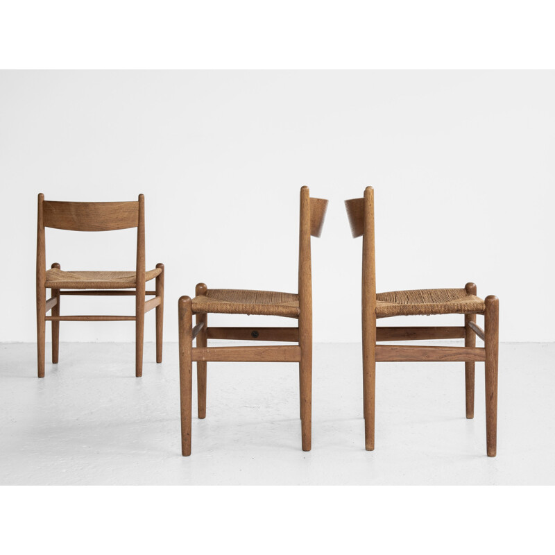 Cadeira de carvalho Vintage de Hans Wegner Dinamarca 1962