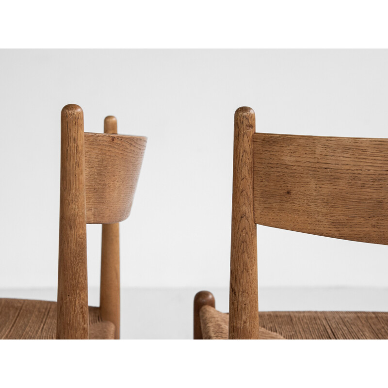 Cadeira de carvalho Vintage de Hans Wegner Dinamarca 1962