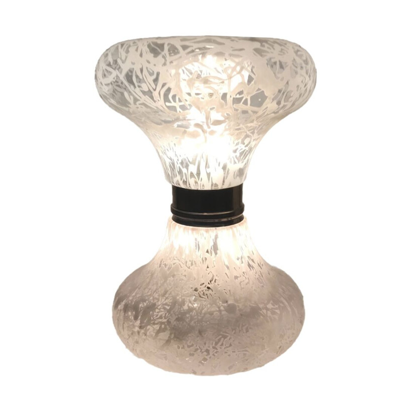 Lámpara de mesa de cristal vintage 1970