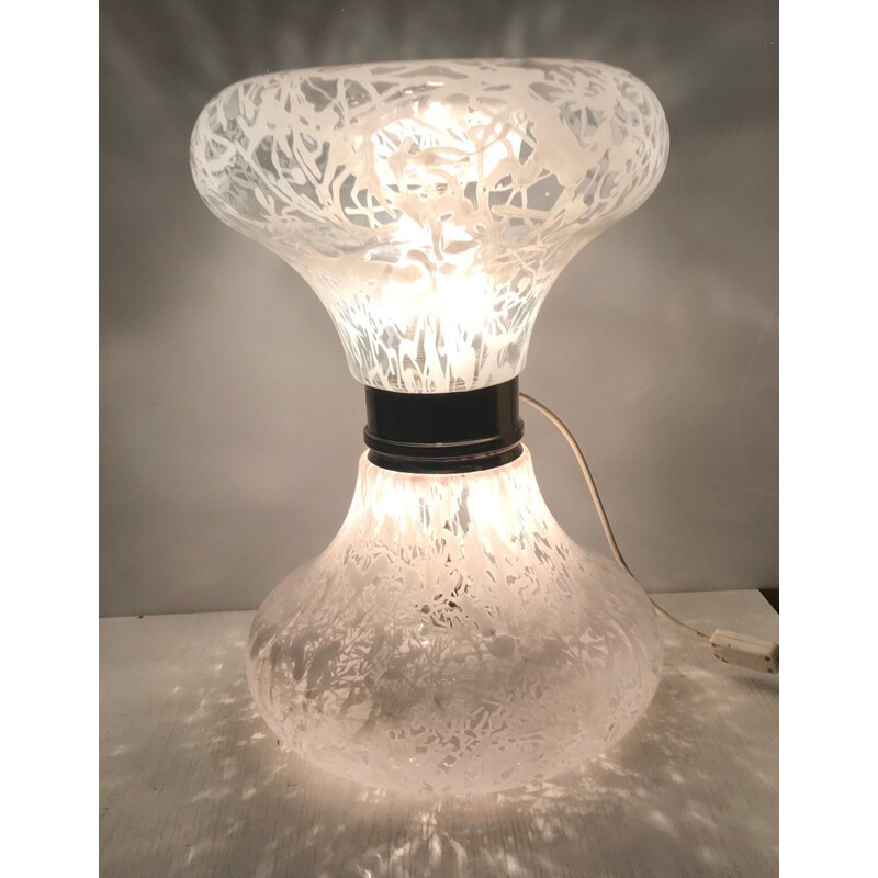 Vintage glazen tafellamp 1970