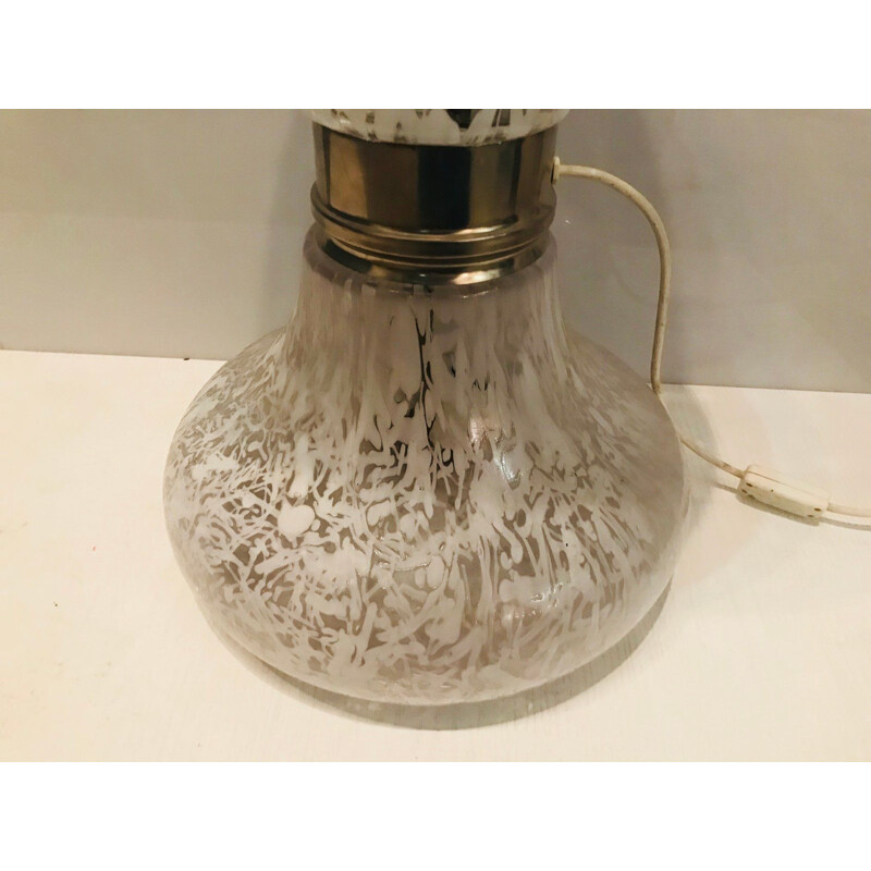 Lámpara de mesa de cristal vintage 1970