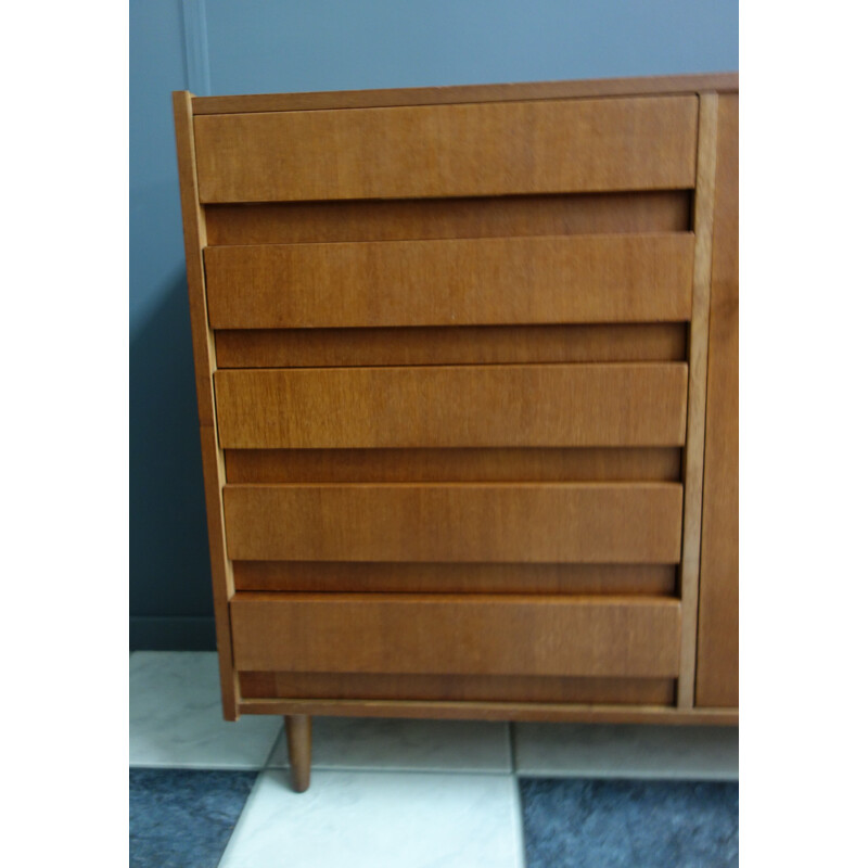 Vintage teak sideboard with 5 drawers and a door 1960s