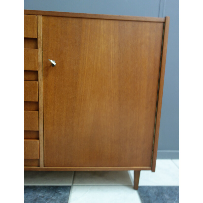 Vintage teak sideboard with 5 drawers and a door 1960s