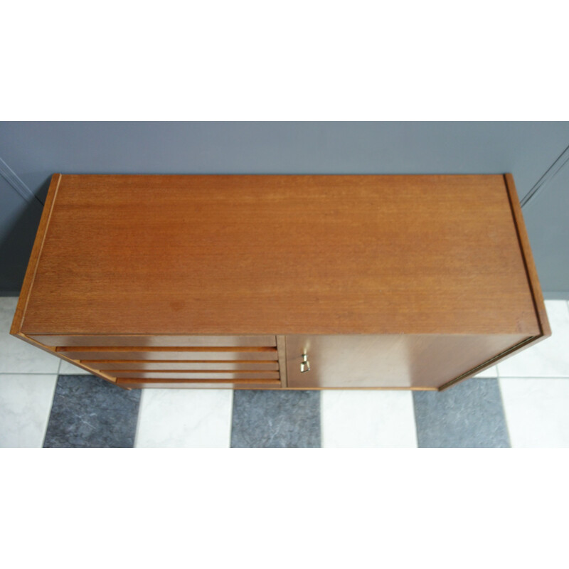 Vintage teak sideboard with 5 drawers and a door 1960s