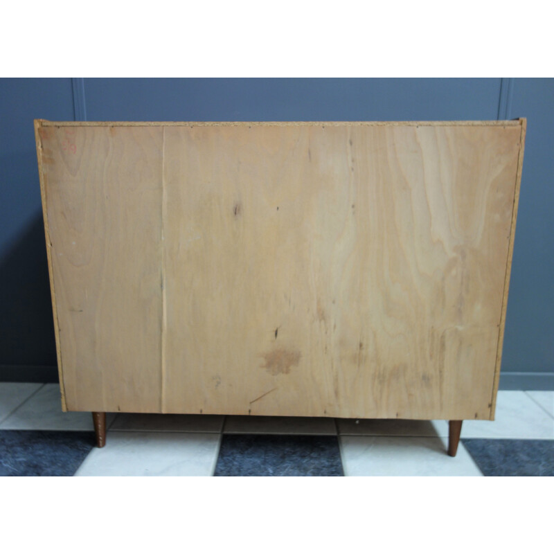 Vintage teak sideboard with 5 drawers and a door 1960s