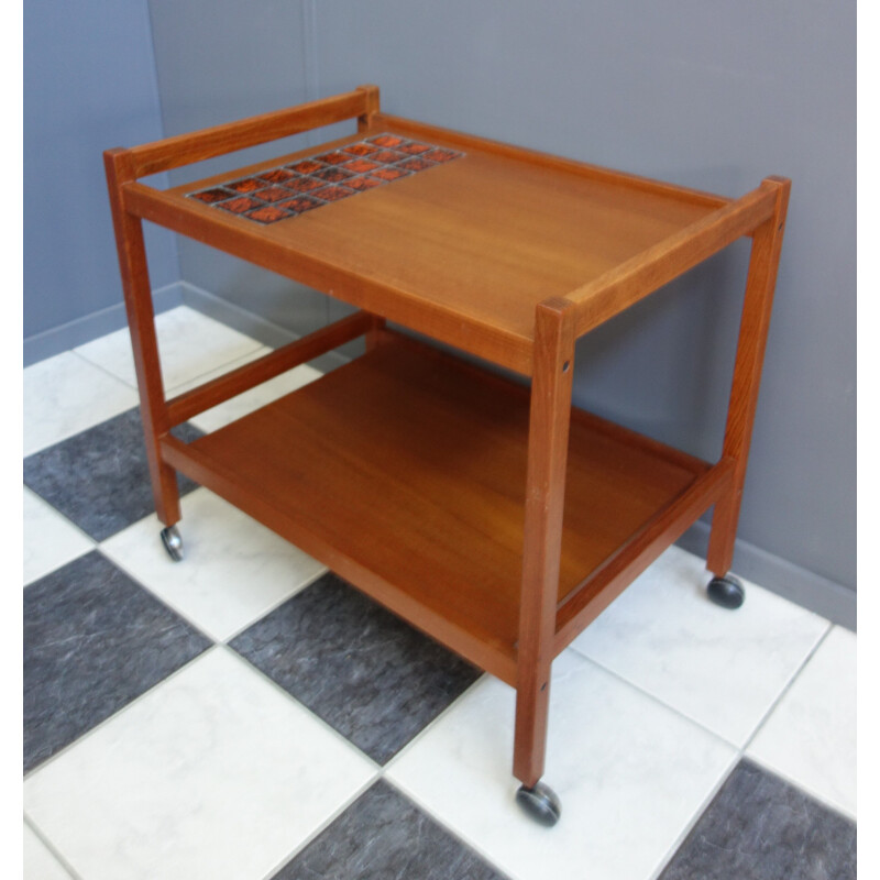 Vintage teak serving trolley Denmark 1960s