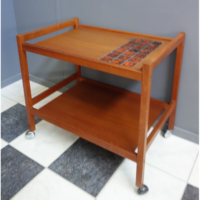 Vintage teak serving trolley Denmark 1960s