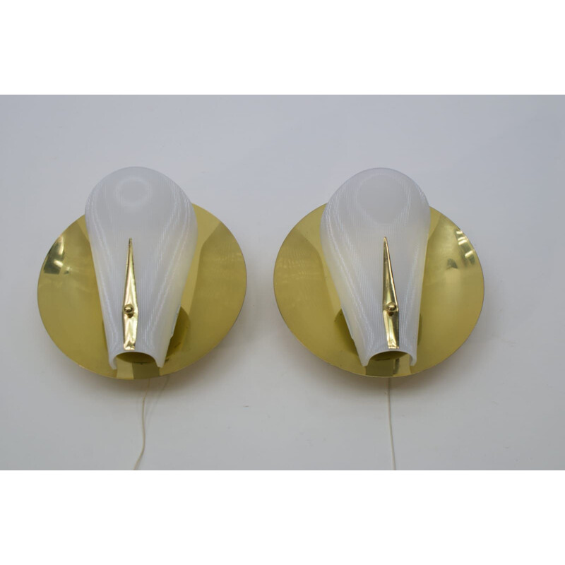 Set of 2 vintage brass sconces 1950s