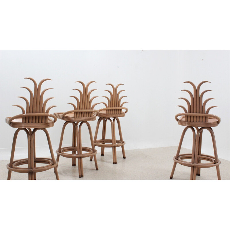 Set of 4 vintage bar stools  McGuire 1980s