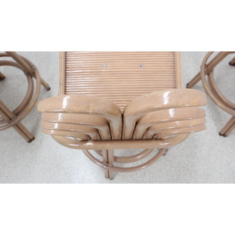 Set of 4 vintage bar stools  McGuire 1980s