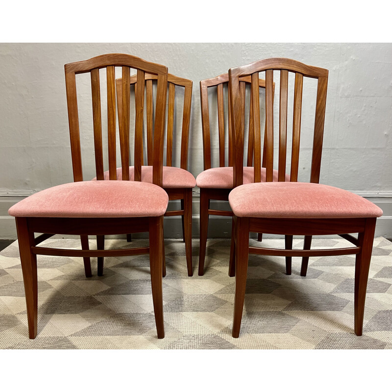 Set of 4 vintage teak chairs by Stag