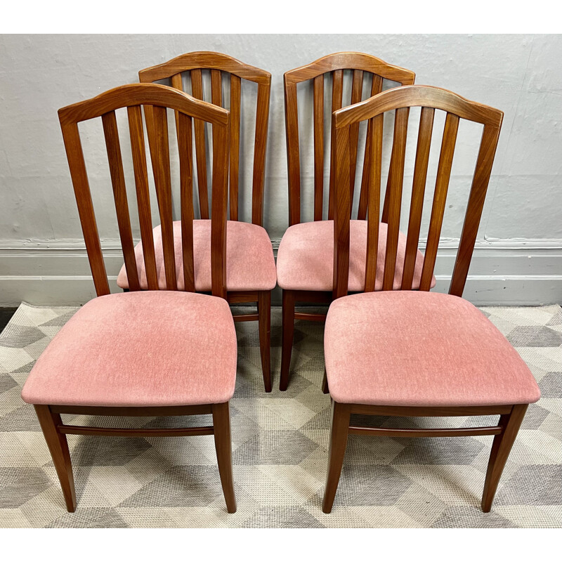 Ensemble de 4 chaises vintage  en teck par Stag 