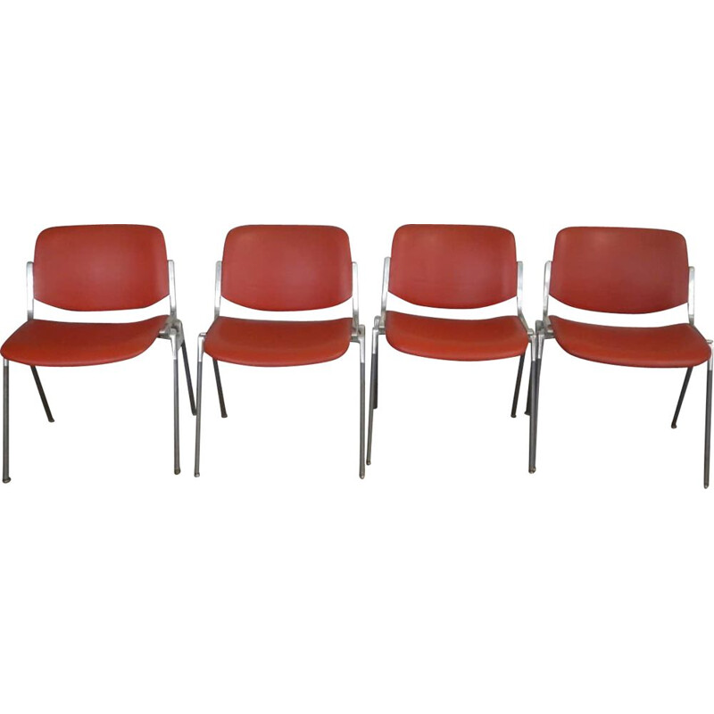 Set of 4 vintage office chairs by Giancarlo Pirelli for Anonima CastelliItaly