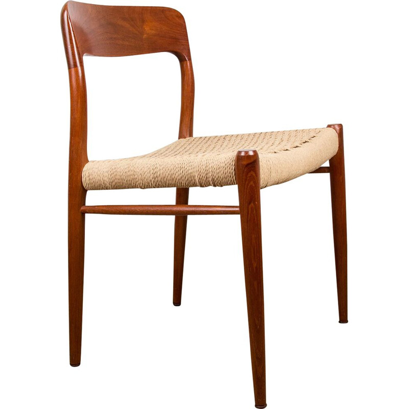Set of 6 vintage teak and paper cord chairs 1954s