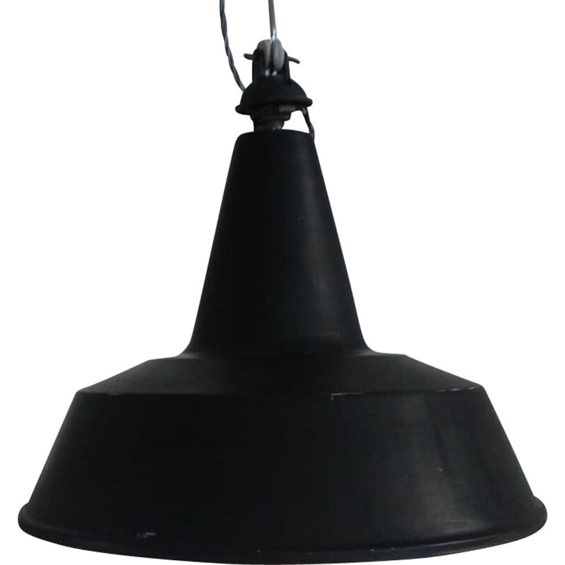 Schwarze industrielle Vintage-Lampe aus Keramik