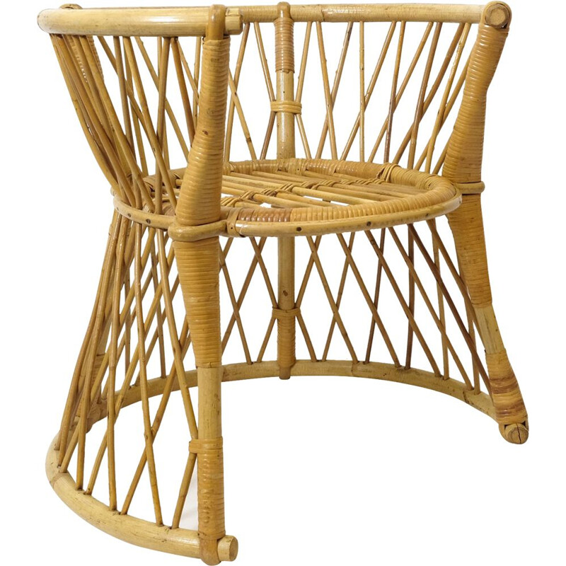 Vintage children's chair in rattan, 1970