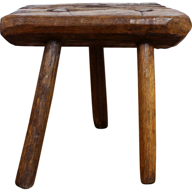 Vintage oak farm stool