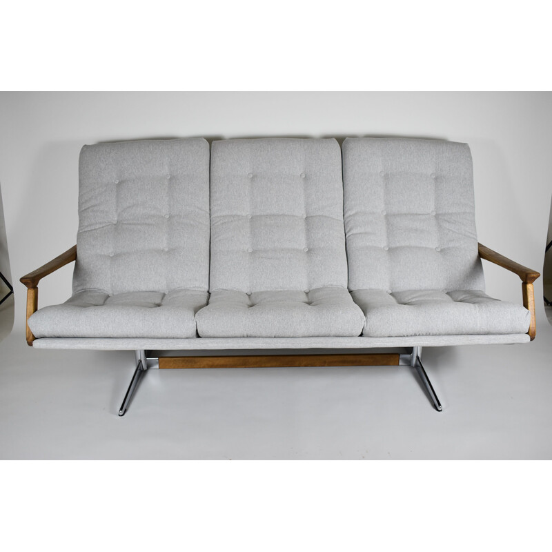 Vintage-Sofa skandinavischen Stoff hellgrau 1960