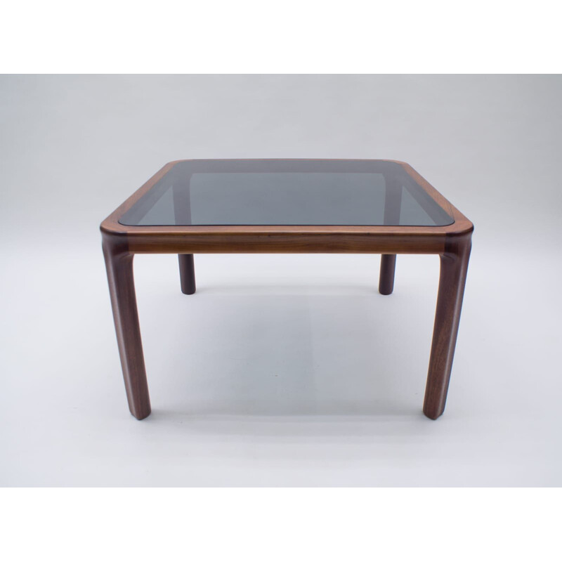 Vintage scandinavian rosewood and smoked glass coffee table 1960s