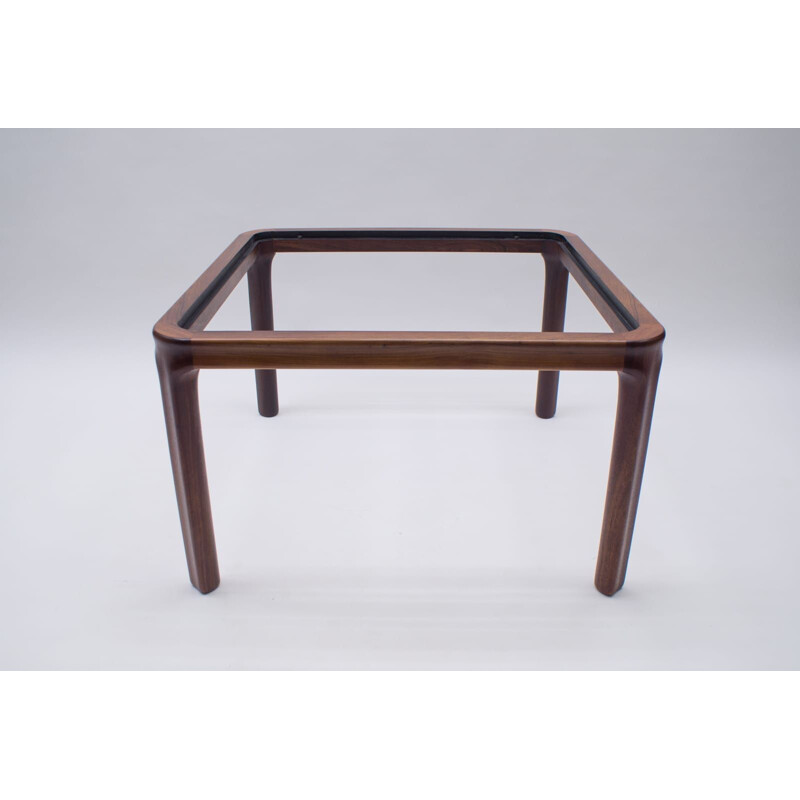 Vintage scandinavian rosewood and smoked glass coffee table 1960s