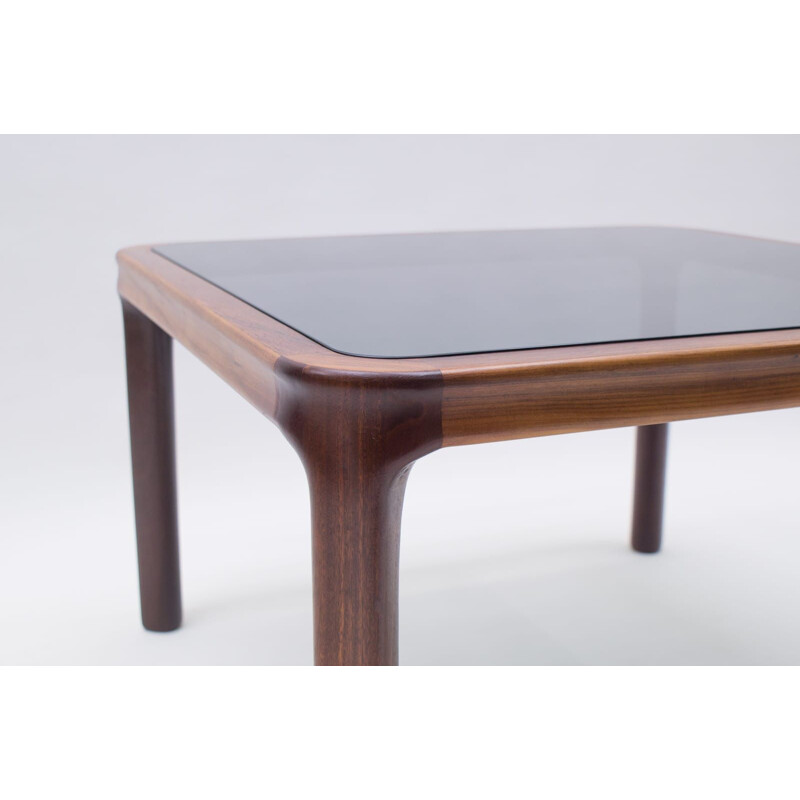 Vintage scandinavian rosewood and smoked glass coffee table 1960s