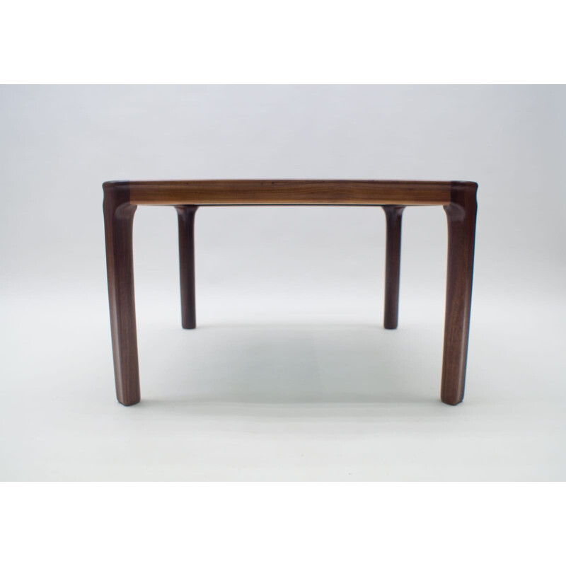 Vintage scandinavian rosewood and smoked glass coffee table 1960s