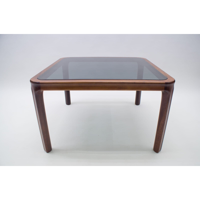 Vintage scandinavian rosewood and smoked glass coffee table 1960s