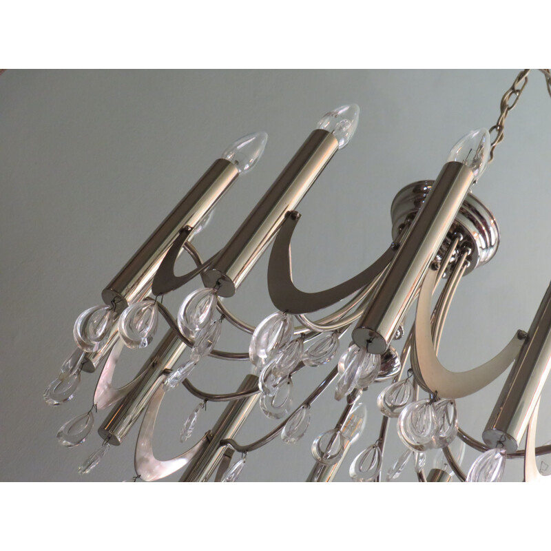 Vintage chandelier by Oscar Torlasco for Stilkronen Italy 1970s