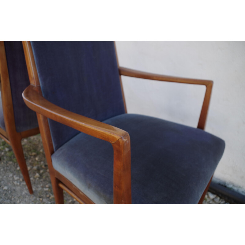 Paire de fauteuils classique vintage en bois 1960