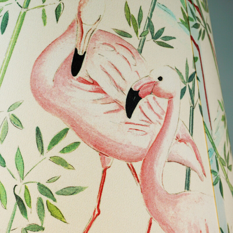 Vintage floor lamp with renewed flamingo shade 1950s