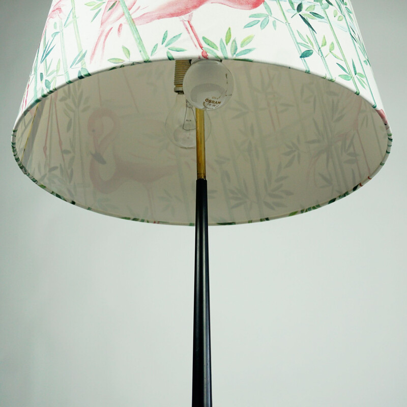 Vintage floor lamp with renewed flamingo shade 1950s