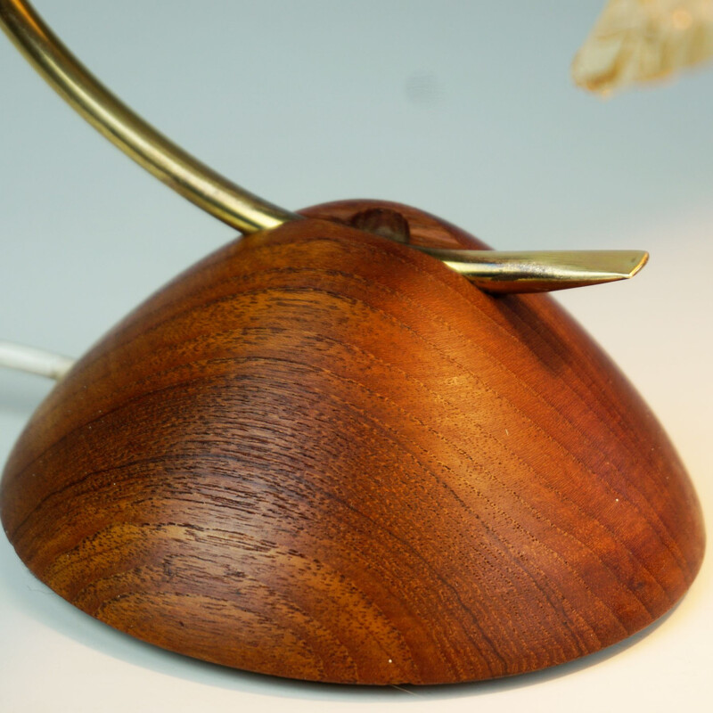 Vintage teak and brass table lamp Denmark