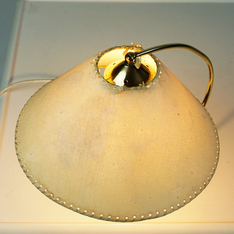 Vintage-Tischlampe aus Teakholz und Messing Dänemark