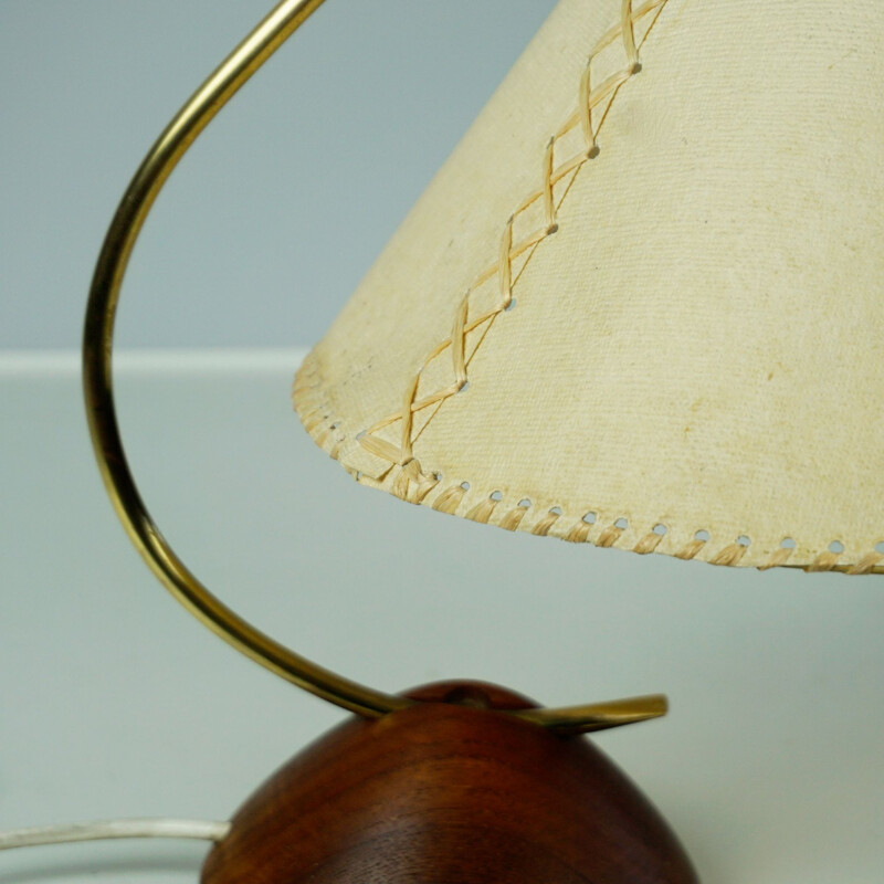 Lampada da tavolo vintage in teak e ottone Danimarca